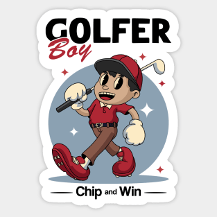 Funny Golfer Boy Sticker